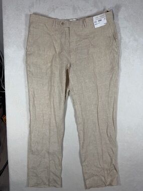 Brand New NWT Joseph Abboud 100% Linen 42W 32L Men's Beige Linen-Blend Chinos